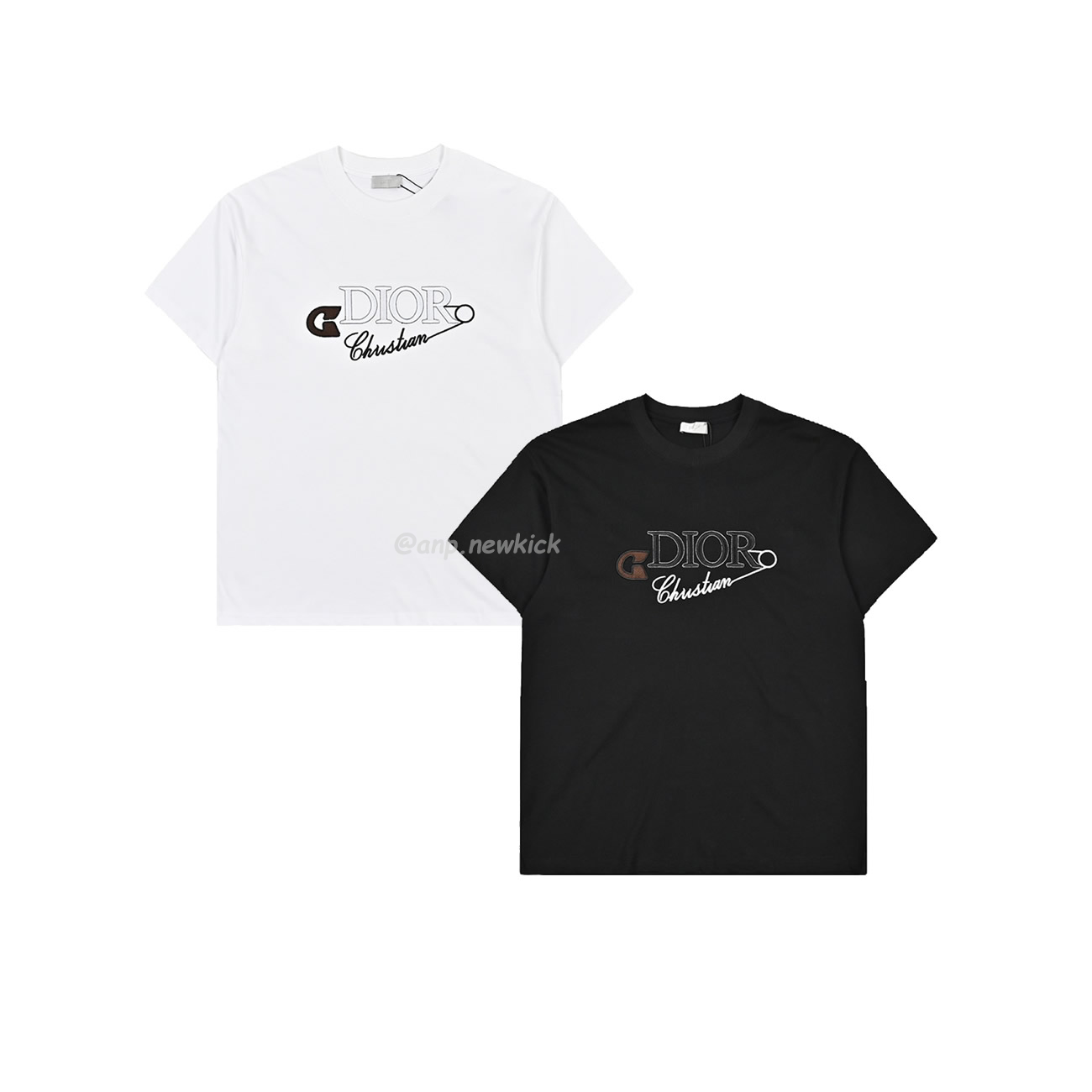 Dior 24ss Pin Logo Contrasting Embroidered Short Sleeved T Shirt (1) - newkick.app